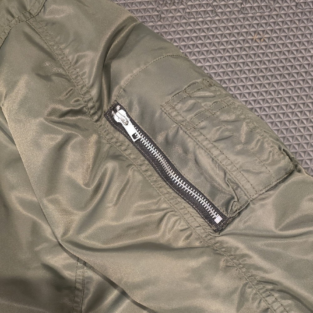 Zara Khaki Bomber Jacket with Orange Lining - Picture 5 of 5